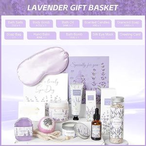 Lavender Spa Gift Set - Relaxing 11 Piece Bath Kit for Her