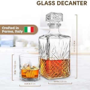 Bormioli Rocco Selecta Whiskey Decanter – 33.75oz Diamond Design