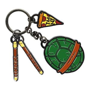 TMNT Keychain with Three Charms: Turtle Power Accessory