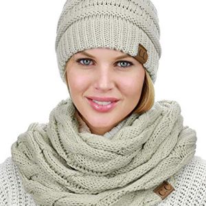 C.C Chunky Knit Beanie and Infinity Scarf Set