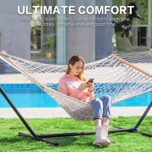 PNAEUT Double Rope Hammock with Stand: Cozy Outdoor Retreat