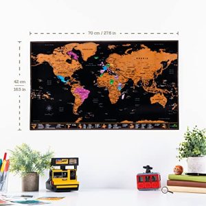 Atlas & Green Scratch Off World Map with U.S States