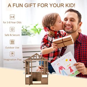 Outsunny Kids Wooden Playhouse – Outdoor Cottage