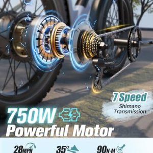 Puckipuppy Electric Bike for Adults – 750W Fat Tire E-Bike