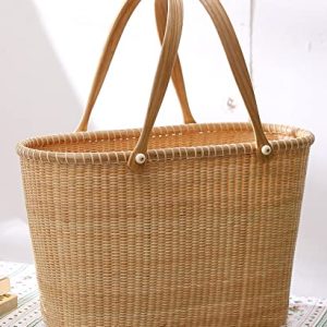 Nantucket Tall Tote – Handmade Cane Weave Tote Bag
