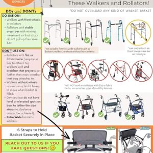 Walker Basket with Tray, Reacher/Cane Holder, Cup Holder – Gray