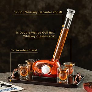 Golf Decanter Whiskey Set – 750ML with Golf Ball Shot Glasses