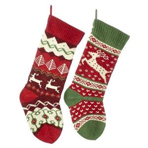 Kurt Adler Reindeer Knit Stockings - Set of 2