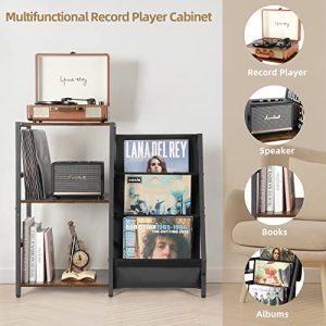 Bikoney Record Player Stand with 3-Tier Vinyl Record Storage