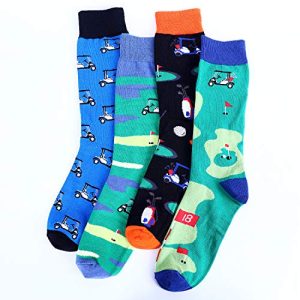 Men’s Funny Golf Socks – 4 Pairs Crew Socks