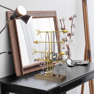 Urban Deco Arrow 4-Tier Jewelry Organizer: Elegant Gold Stand