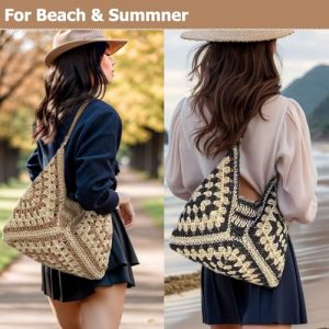 YIKOEE Woven Straw Hobo Bag