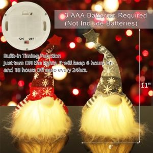 Juegoal 11" Lighted Christmas Gnome Santa