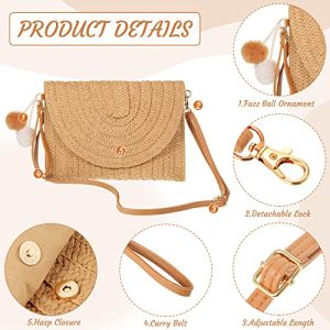 Boho Straw Clutch Purse Set