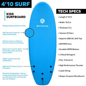 4'10 Kids Surfboard & Leash - Soft Top