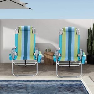 VINGLI Tall Beach Chair 2 Pack – Folding Camping Chairs