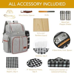 Picnic Backpack for 4 – Insulated Cooler & Blanket