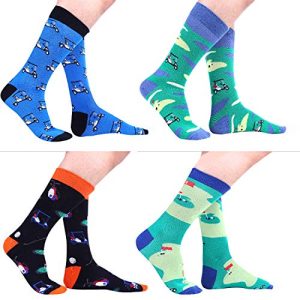 Men's Funny Golf Socks - 4 Pairs Crew Socks