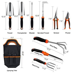 QINGFANGLI 10 PCS Garden Tool Set – Stainless Steel