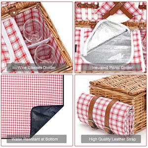 Wicker Picnic Basket Set for 2 – Insulated Cooler Included