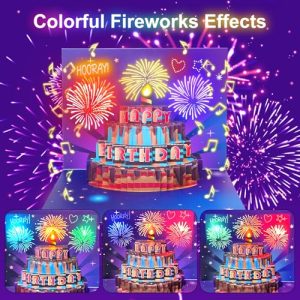 Omgpeike 3D Pop Up Birthday Gift Card: Musical & Lights