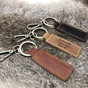 Personalized Coordinates Leather Keychain: Unique Anniversary Gift