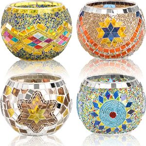 DEAYOU Glass Candle Holders Mosaic Set