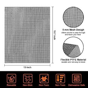 Grill Mesh Mat Set – 5 Reusable Non-Stick BBQ Mats