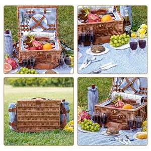 Picnic Basket for 4 – Insulated Willow Hamper with Blanket