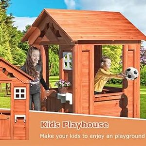 Outdoor Playhouse for Kids Ages 3-6 - Wooden Cottage