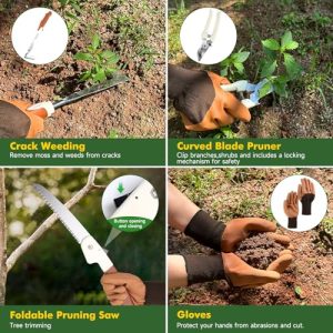 MelonArt 10 Pcs Heavy Duty Garden Tool Set