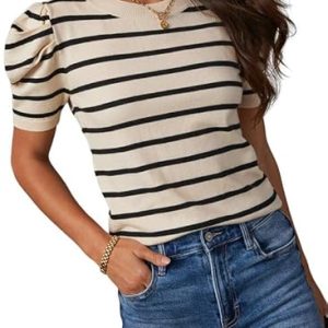 Dokotoo Women’s Short Puff Sleeve Knit Tops