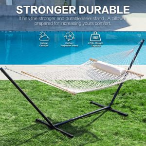PNAEUT Double Rope Hammock with Stand: Cozy Outdoor Retreat