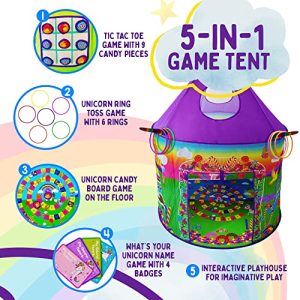 Playz Unicorn Toys Kids Play Tent – Pop Up Playhouse Set