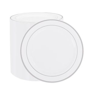 WELLIFE 72-Pc Silver Disposable Dinner Plates (10.25″)