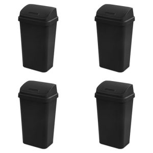 Sterilite 13 Gal Swing Top Wastebasket (4-Pack) Black