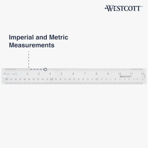 Westcott 12-Inch Clear Acrylic Ruler for Office & School