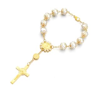 Ziciner Golden Car Rearview Mirror Rosary Pendant