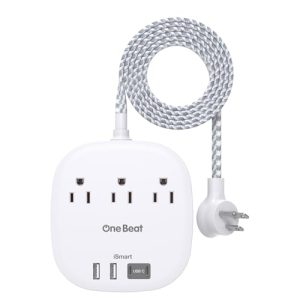 Travel Power Strip with USB Ports & Flat Plug