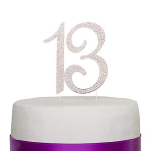 Ella Celebration Silver 13th Birthday Rhinestone Cake Topper