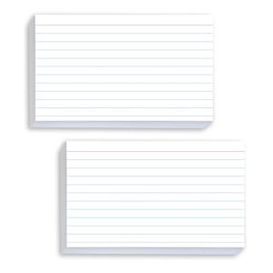 White Ruled Index Cards 3x5 - 100 Pack for Study & Notes