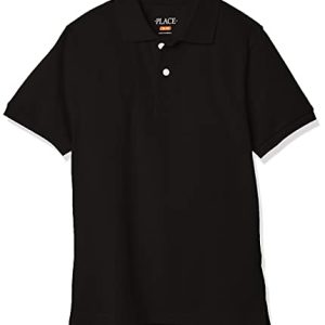 Boys’ Uniform Pique Polo Shirt – Black (XXL 16 Husky)