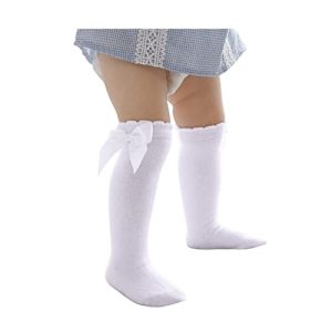 Baby Girls Bow Ruffled Knee High Uniform Socks (2-3T)