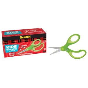 Scotch 5″ Pointed Tip Kids Scissors (12-Pack)