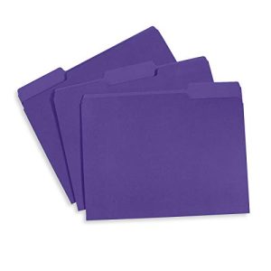 Blue Summit Purple File Folders | 100-Pack | 1/3 Cut Tab