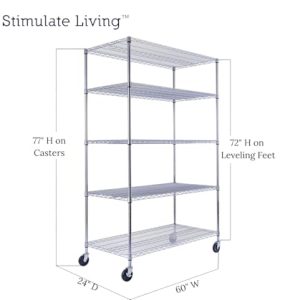 Prime 5-Tier Chrome Wire Shelving – NSF 4000LBS Capacity