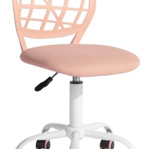 FurnitureR Kids Desk Chair – Mesh, Armless, Rose