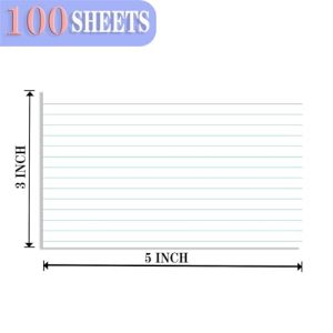 White Ruled Index Cards 3×5 – 100 Pack for Study & Notes