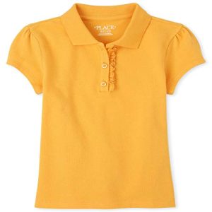 Boys’ Uniform Ruffle Pique Polo – Yellow Pencil (Size XXL)