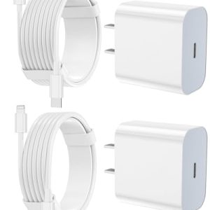 iPhone Fast Charger Pack: USB-C Wall Block + Lightning Cables